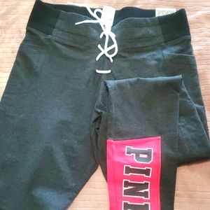 Pink jogger, mid rise, dark gray/ pink, size m